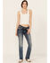 Image #3 - Grace In LA Women's Medium Wash Sequin Longhorn Pocket Mid Rise Bootcut Stretch Denim Jeans, Medium Wash, hi-res