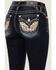 Image #2 - Miss Me Women's Dark Wash Wing Pocket 34" Bootcut Stretch Denim Jeans, , hi-res