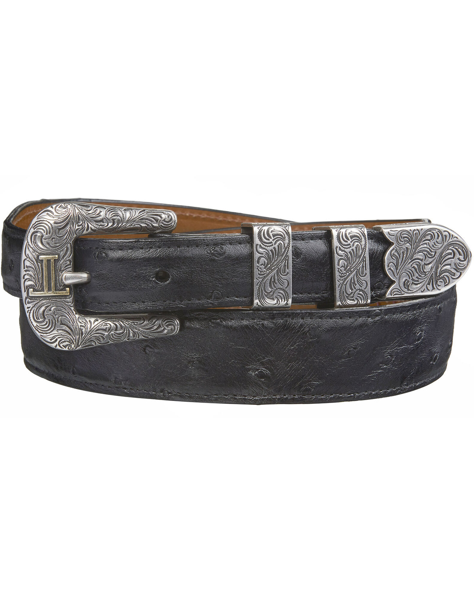 Lucchese Men s Black Full Quill Ostrich Leather Belt Boot Barn