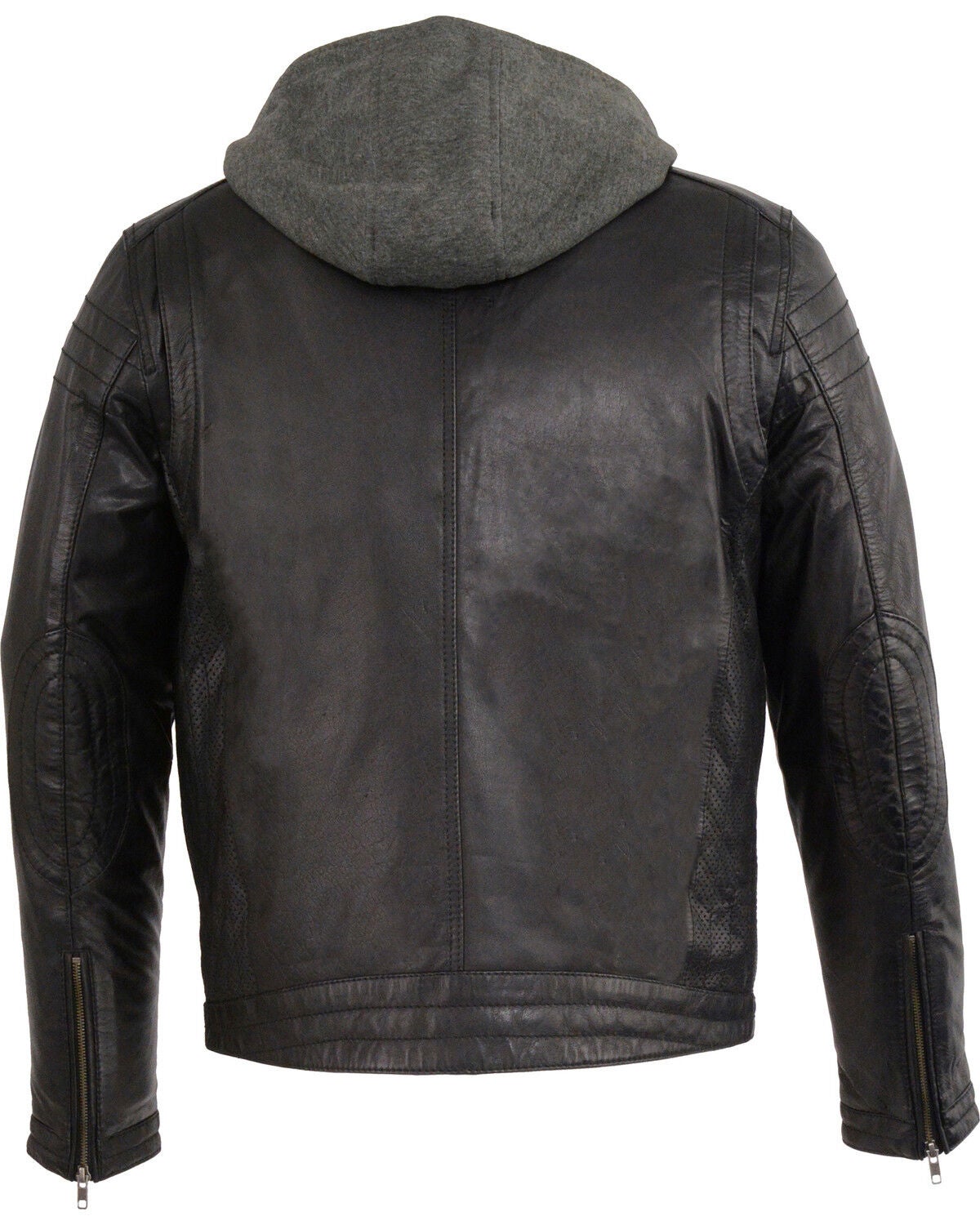 Image #2 - Milwaukee Leather Men's Zipper Front Leather Jacket w/ Removable Hood, Black, hi-res