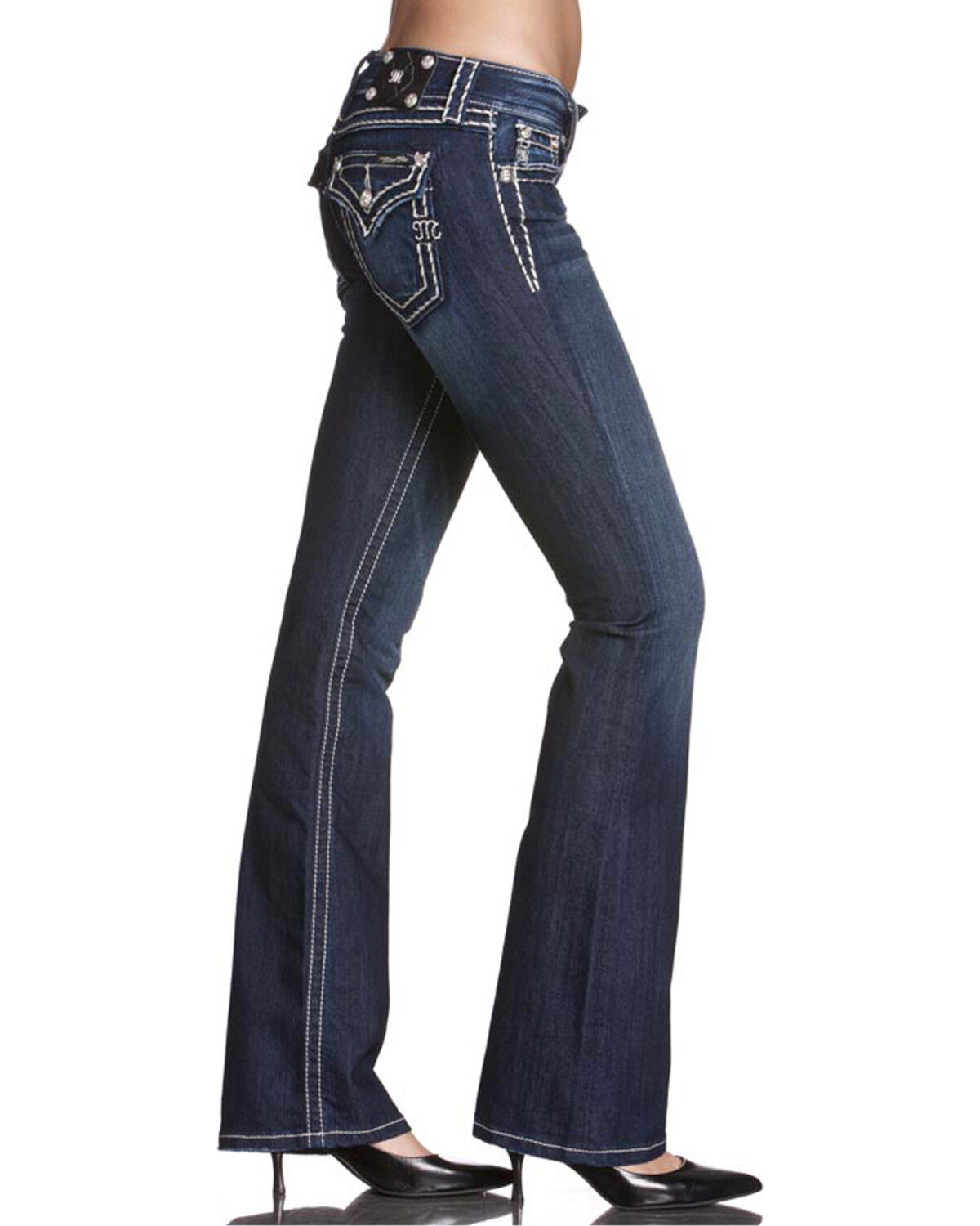 Miss Me Women's Piped Icing Saddle Stitched Jeans - Boot Cut