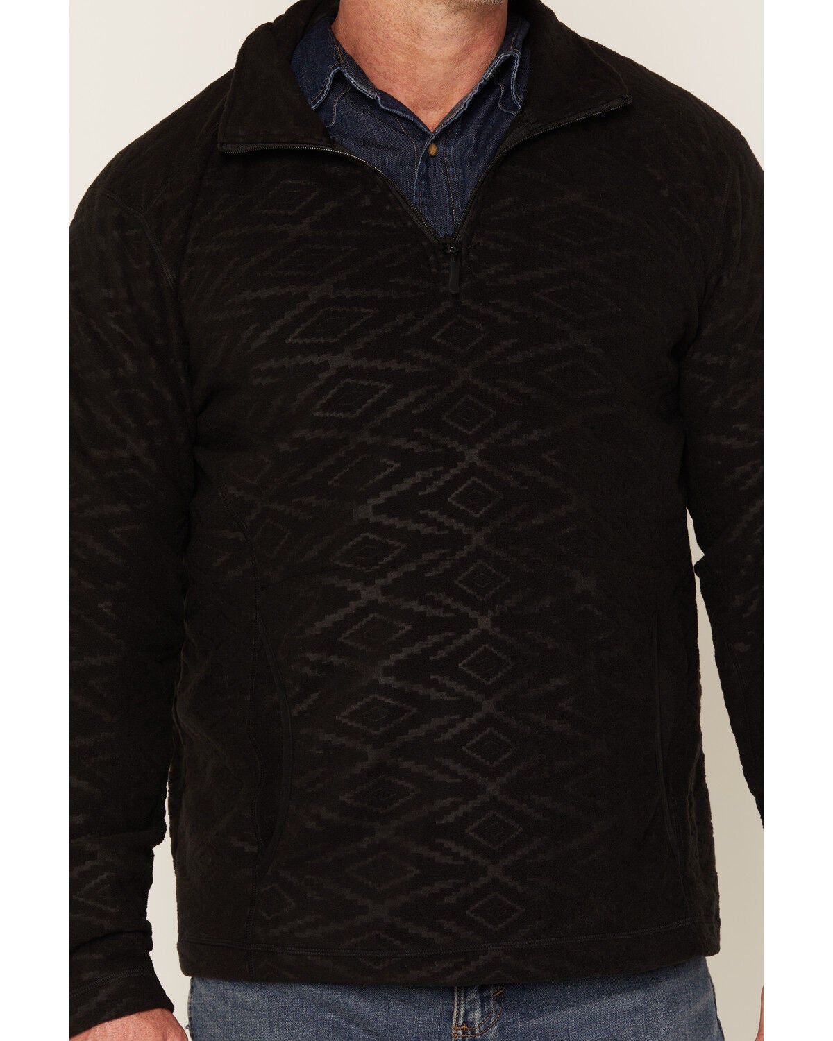 Image #3 - Panhandle Slim Men's Southwestern Print Embossed 1/4 Zip Pullover, Black, hi-res