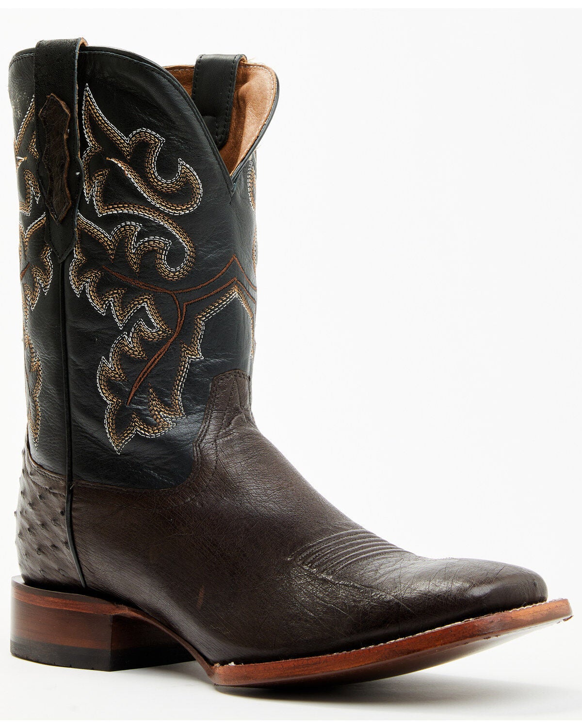 Cody James Men's Exotic Ostrich Western Boots - Broad Square Toe, Chocolate, hi-res