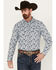 Image #1 - Cody James Men's Casa Blanca Paisley Print Long Sleeve Snap Western Shirt, Light Blue, hi-res