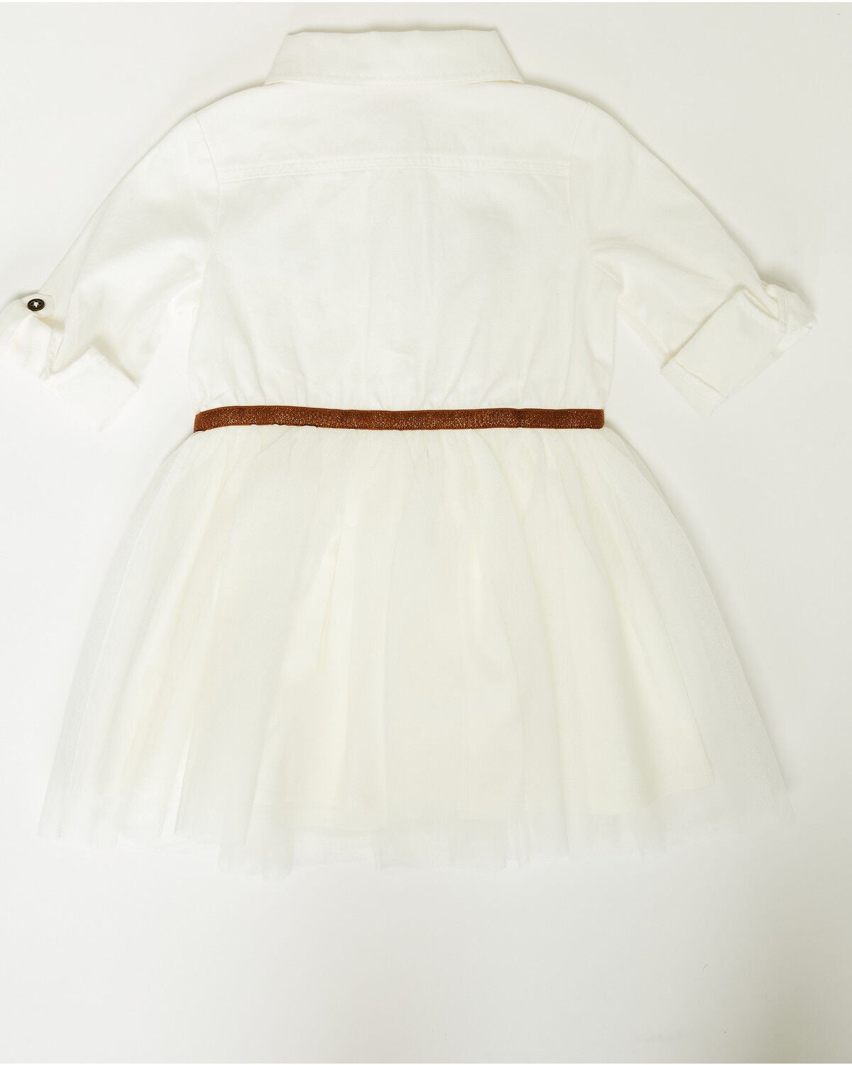 Image #2 - Sugar California Toddler Girls' Fringe Long Sleeve Button-Down Denim Tutu Dress, Ivory, hi-res