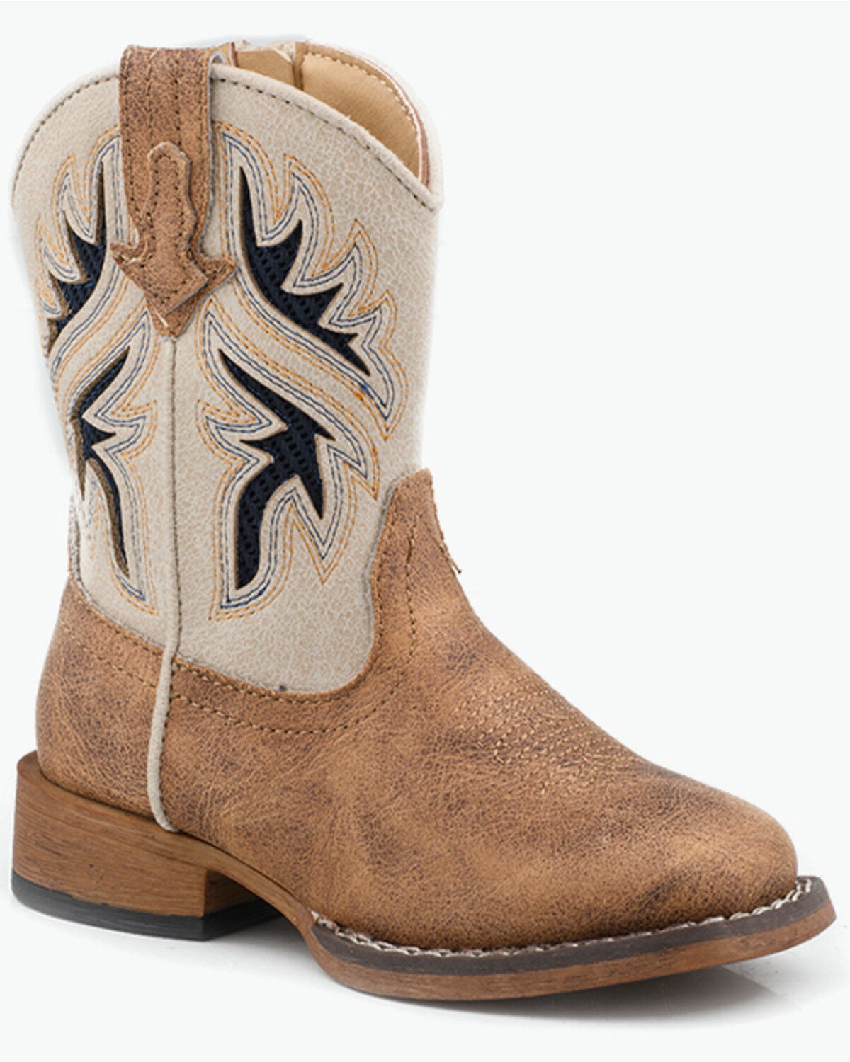 Roper Toddler Kid's Draftmaster Western Boots - Broad Square Toe, Tan, hi-res