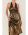 Flying Tomato Women's Metallic Tiered Maxi Dress, Gold, hi-res