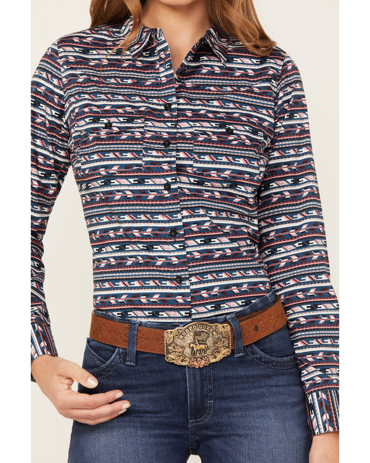 Image #3 - RANK 45® Women's Heritage Riding Shirt, Teal, hi-res