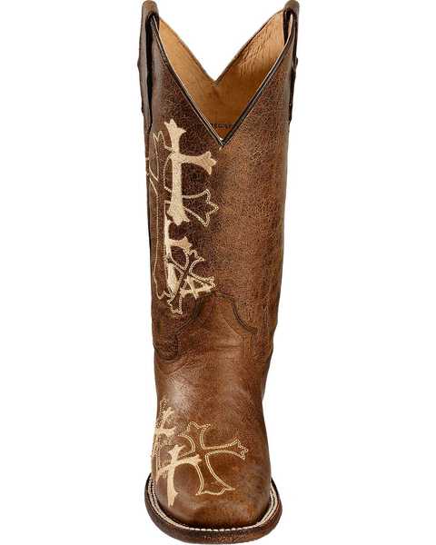 Image #4 - Circle G Women's Cross Embroidered Square Toe Western Boots, Chocolate, hi-res