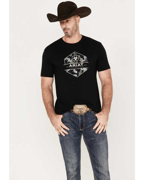 Ariat Men's Camo Badge Short Sleeve T-Shirt, Black, hi-res