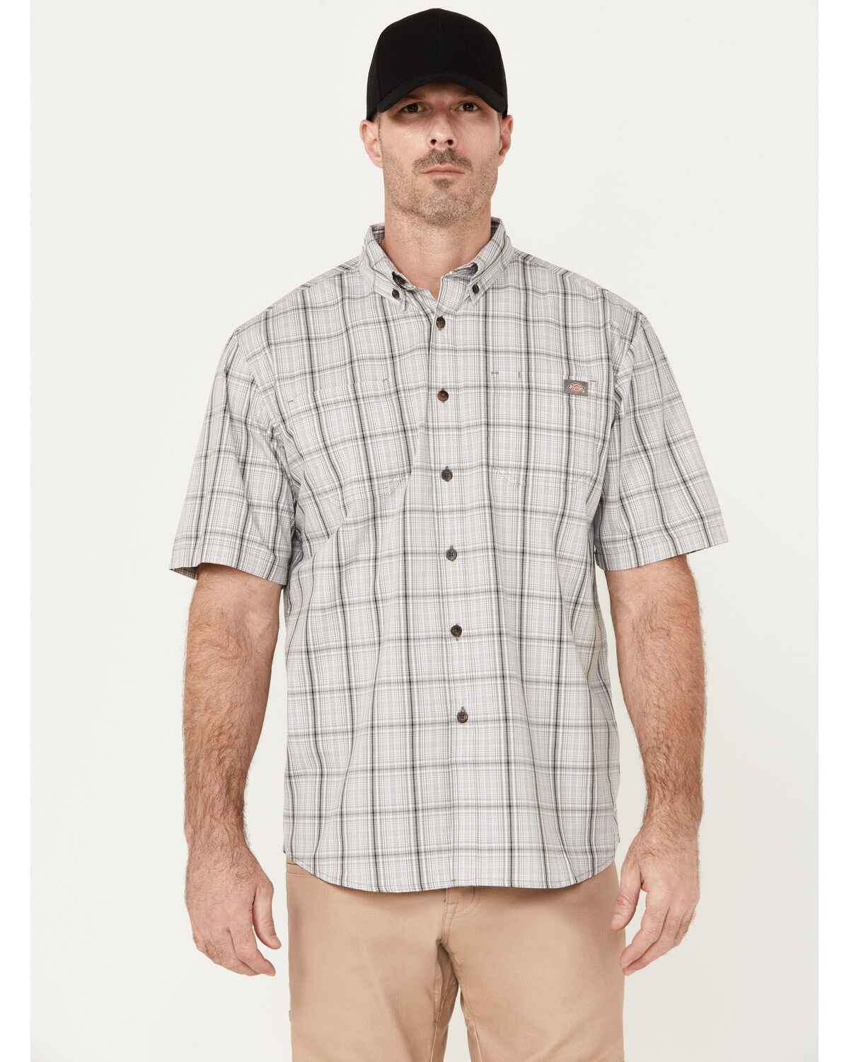 Dickies Men´s Plaid Print Short Sleeve Button-Down Relaxed Fit Flex WorkShirt