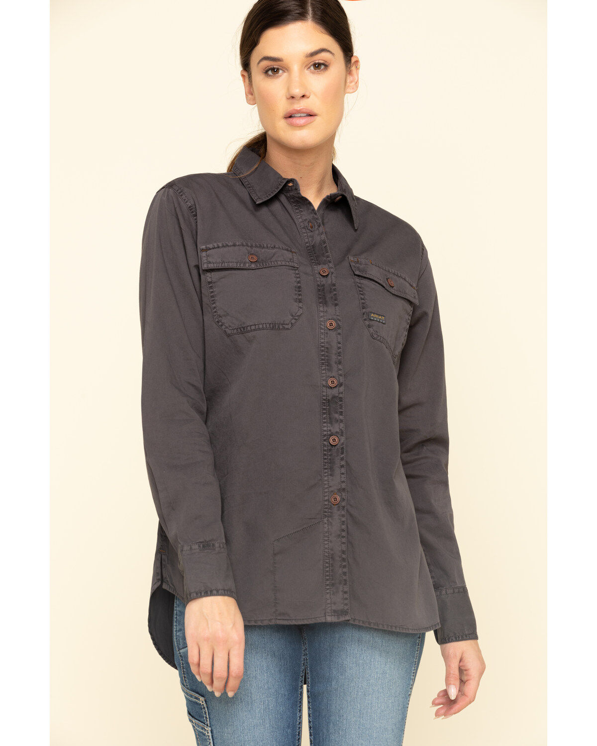 Image #1 - Ariat Women's Rebar Washed Twill Long Sleeve Work Shirt, , hi-res