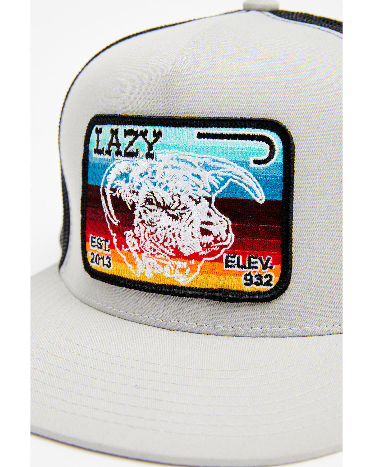 Image #2 - Lazy J Ranchwear Men's Serape Elevation Logo Patch Mesh Back Ball Cap, Grey, hi-res