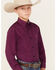 Image #2 - Panhandle Boys' Solid Long Sleeve Button Down Shirt, Maroon, hi-res