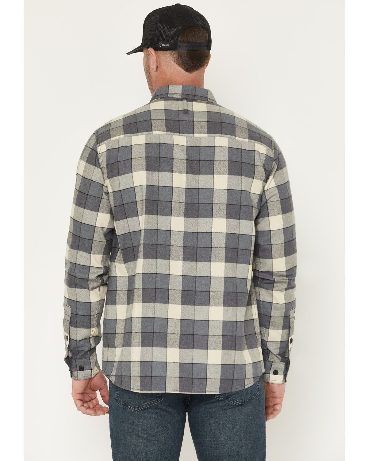 Image #4 - Hawx Men's Buffalo Plaid Print Long Sleeve Button-Down Flannel Shirt, Charcoal, hi-res