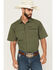 Image #1 - Cinch Men's Solid Short Sleeve Button-Down Performance Stretch Western Shirt, Green, hi-res
