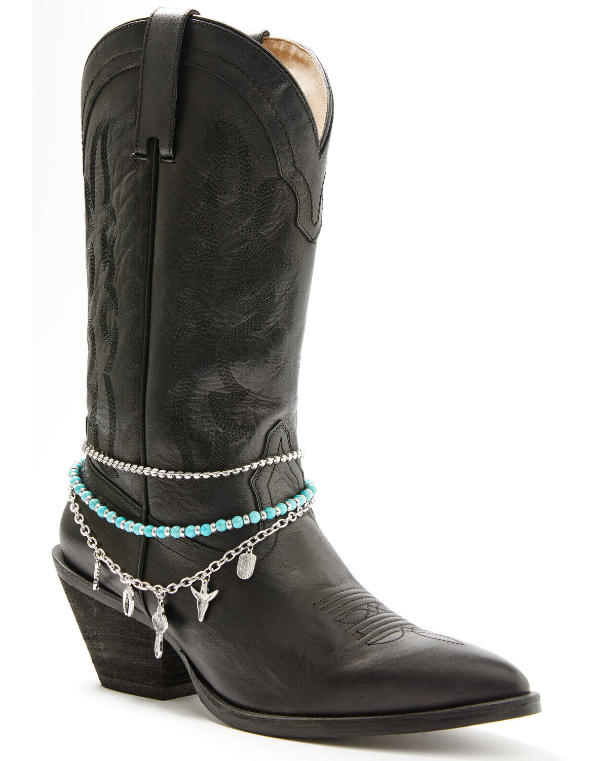 Image #1 - Shyanne Women's Beaded Turquoise Charm Boot Bracelet, Silver, hi-res