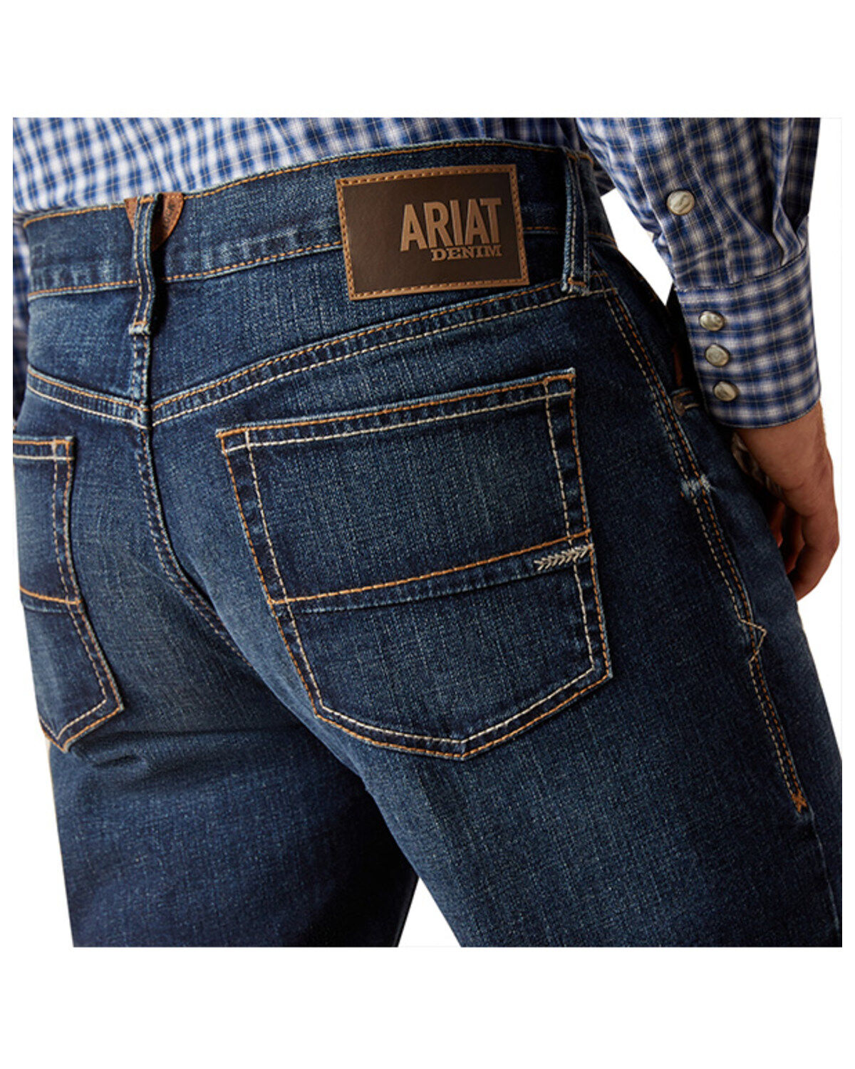 Image #3 - Ariat Men's M4 Relaxed Dustin Dark Wash Bootcut Stretch Jeans - Big, Dark Wash, hi-res