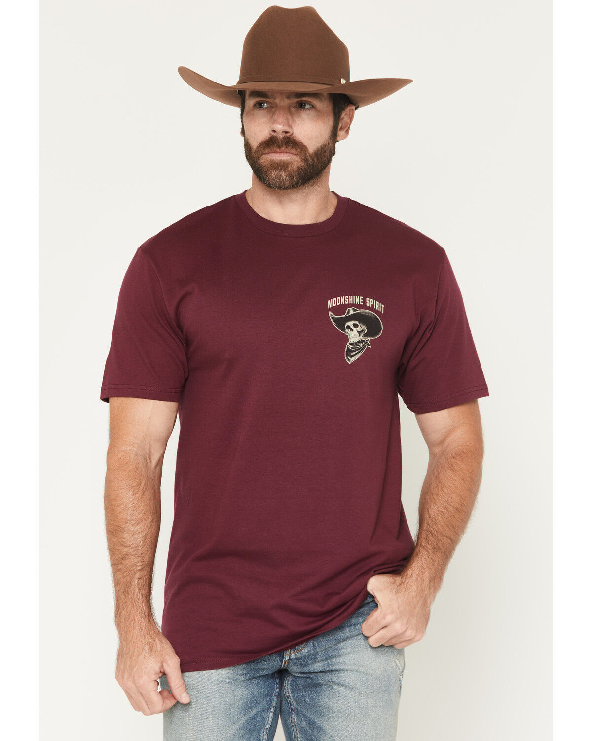 Image #2 - Moonshine Spirit Men's Backwoods Skeleton Short Sleeve Graphic T-Shirt, Burgundy, hi-res