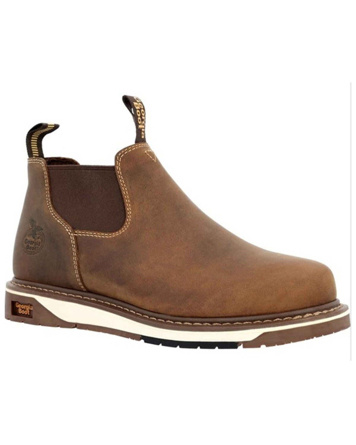 Georgia Boot Men's AMP LT Wedge Chelsea Romeo Work Boot - Soft Toe, Brown, hi-res