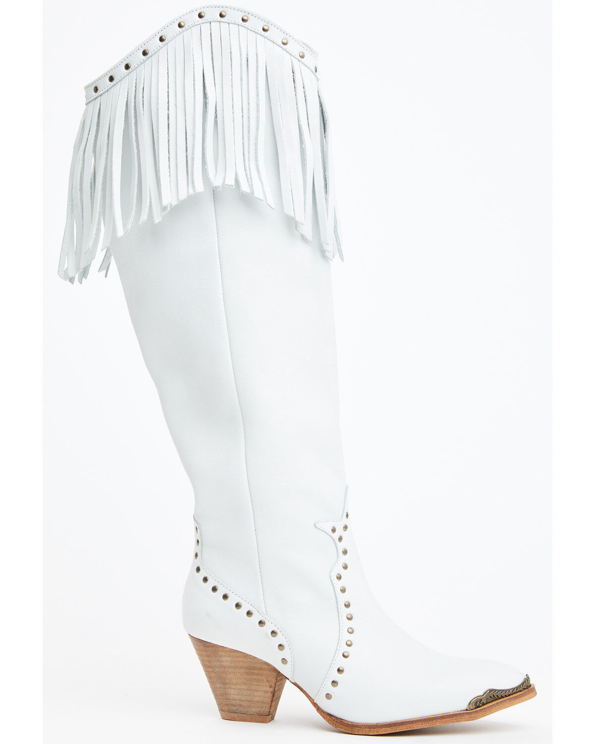 Image #2 - Maggie Women's Trini Fringe Studded Western Boot - Medium Toe, , hi-res