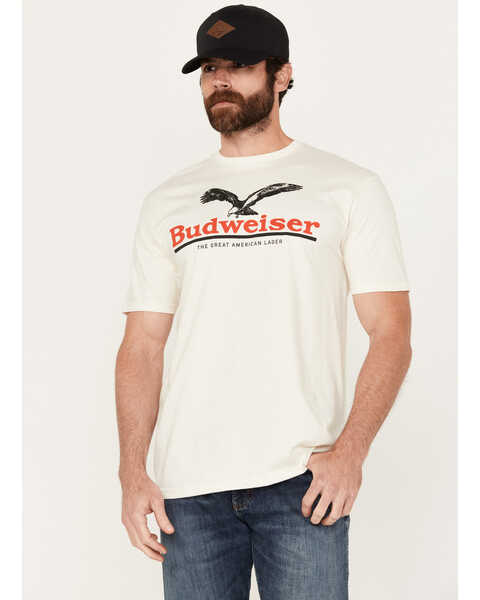 Brew City Beer Gear Men's Budweiser Logo Short Sleeve Graphic T-Shirt, Natural, hi-res
