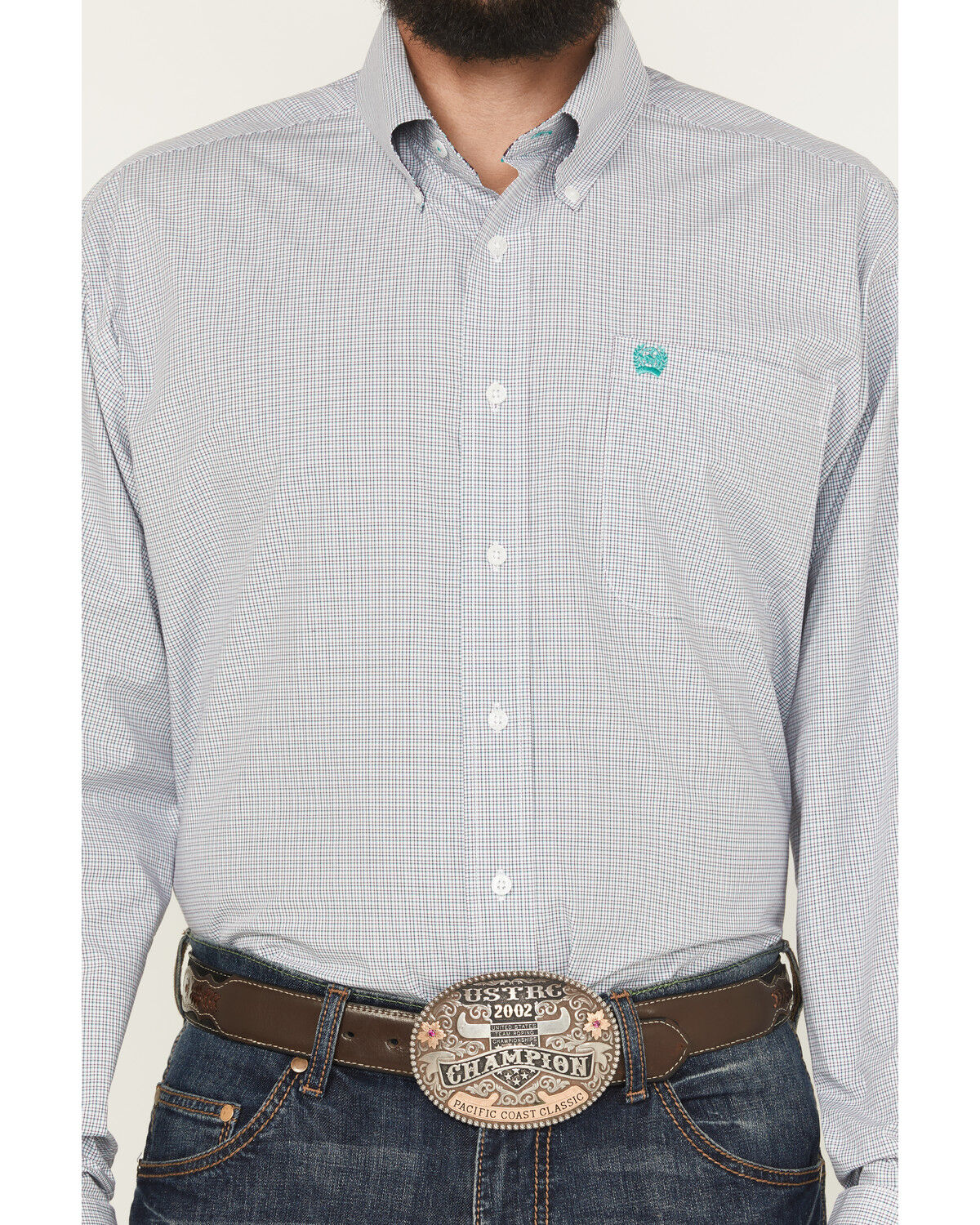 Image #3 - Cinch Men's Plaid Print Long Sleeve Button-Down Western Shirt, White, hi-res