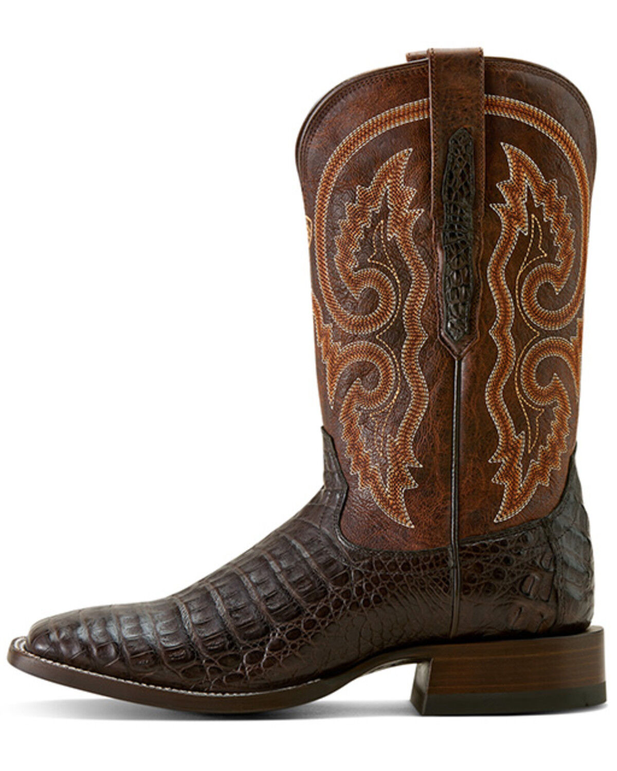 Image #2 - Ariat Men's Callen Exotic Caiman Belly Western Boots - Broad Square Toe, Chocolate, hi-res