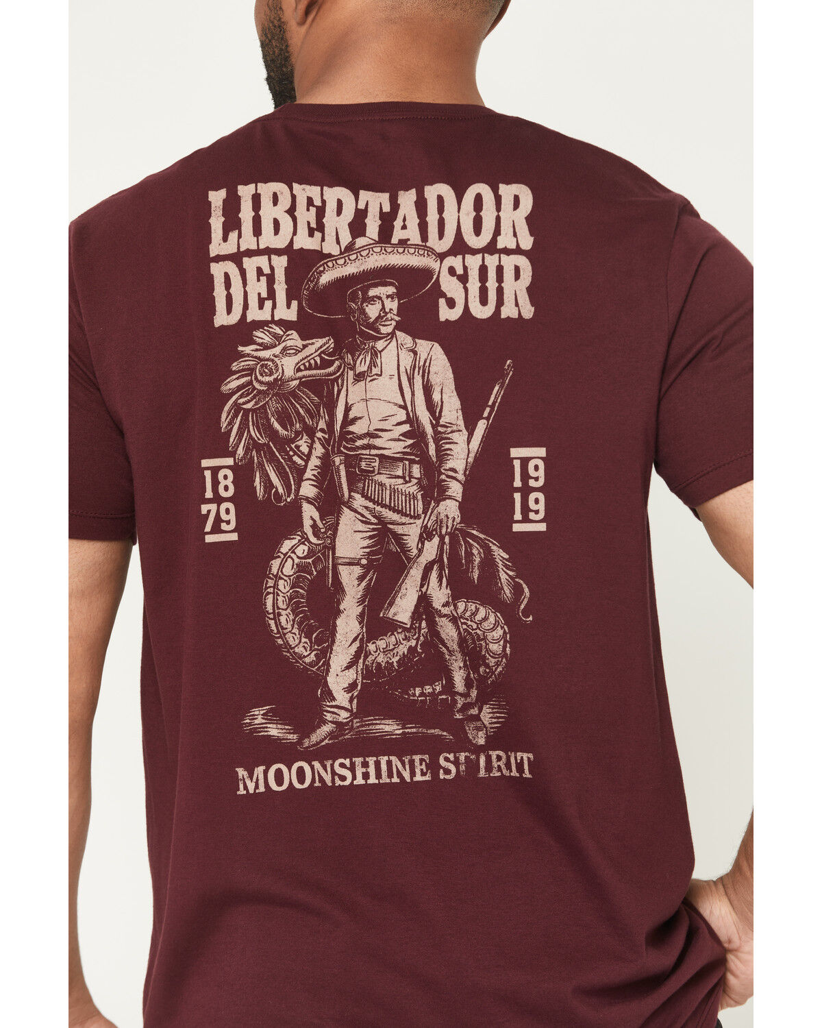 Image #4 - Moonshine Spirit Men's Libertado Logo Short Sleeve Graphic T-Shirt, Burgundy, hi-res