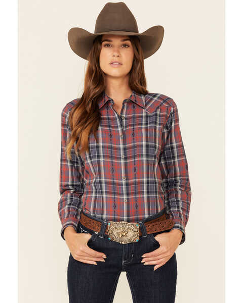Ariat Women's R.E.A.L  Mountain Dusk Plaid Billie Jean Long Sleeve Button-Down Western Core Flannel Shirt , Multi, hi-res