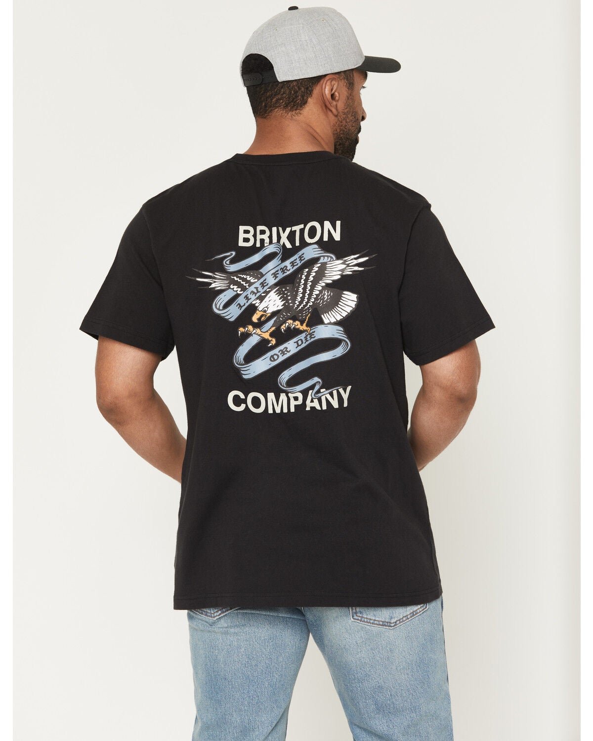Brixton Men's Boot Barn Exclusive Live Free Short Sleeve Graphic T-Shirt, Black, hi-res