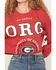 Image #3 - Gameday Women's UGA Split Long Sleeve Cropped Graphic Tee, Red, hi-res