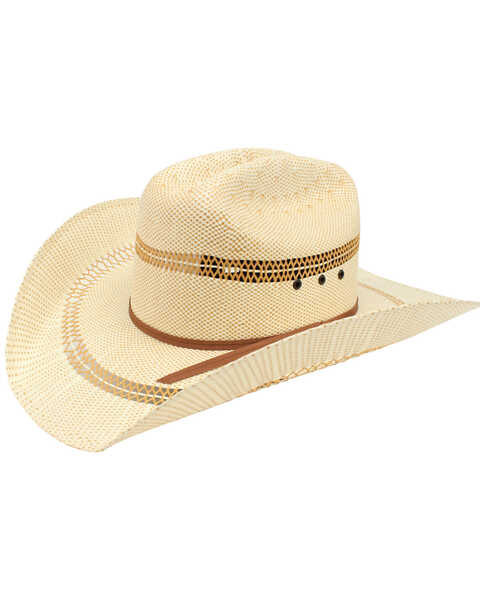 Ariat Men's Double S Eyelet Bangora Straw Cowboy Hat , Tan, hi-res