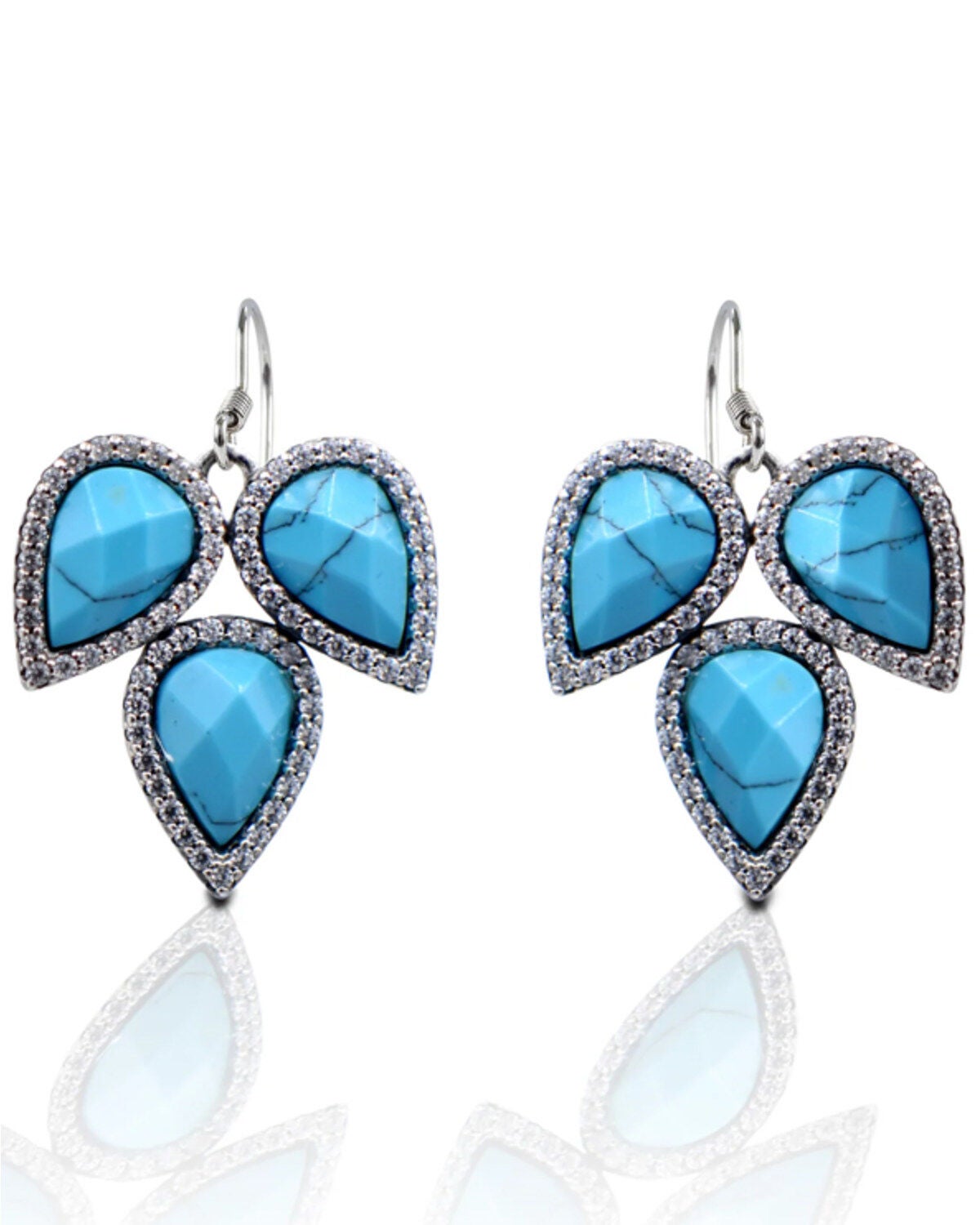 Kelly Herd Women's Turquoise Three-Stone Teardrop Earrings, Turquoise, hi-res