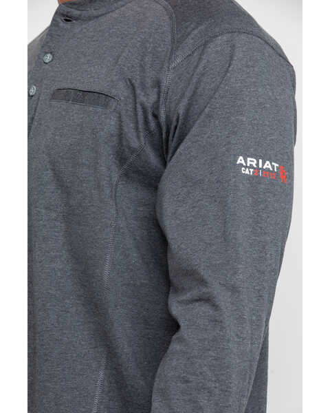 Image #4 - Ariat Men's FR Air Henley Long Sleeve Work Shirt - Tall , Charcoal, hi-res