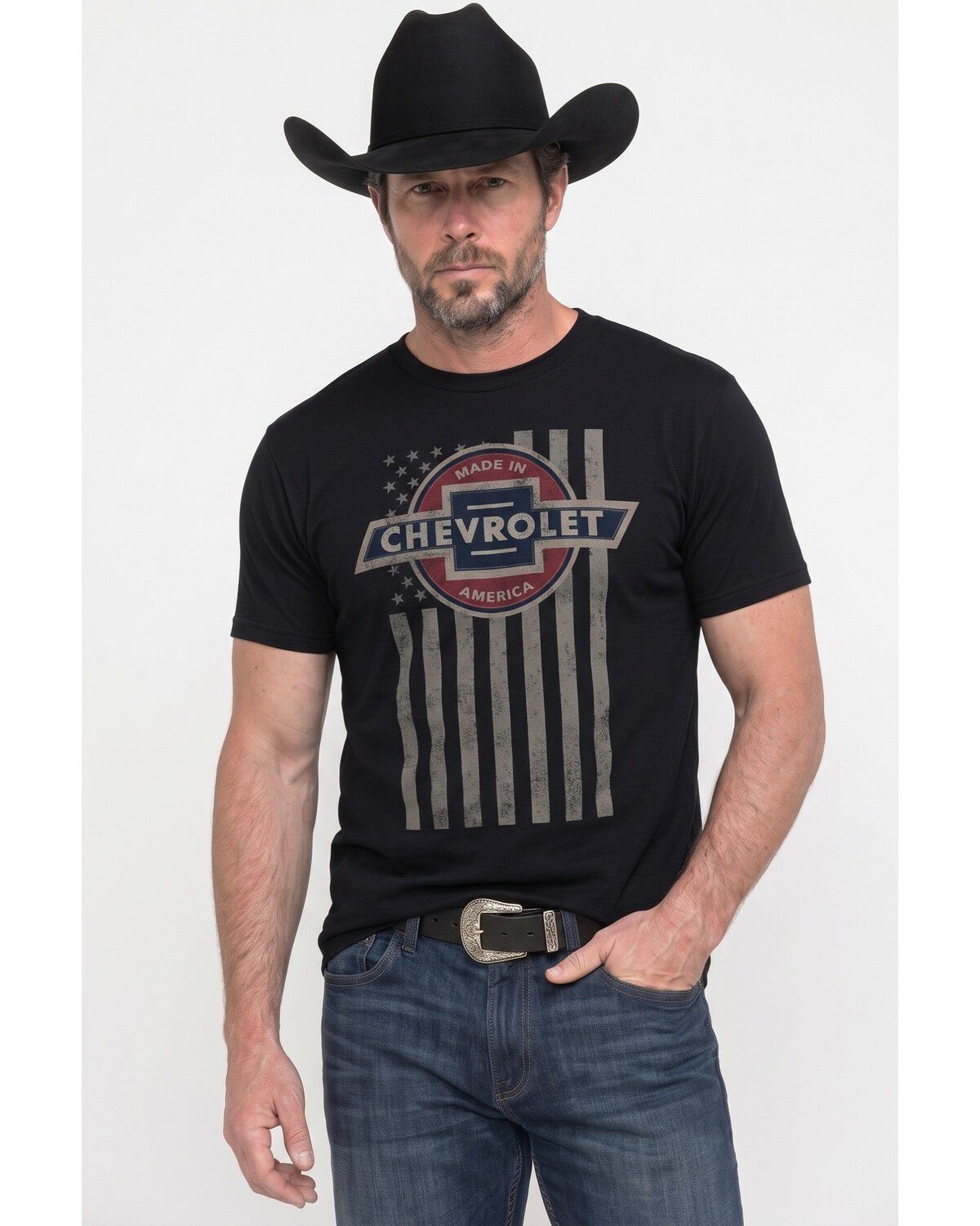 Image #1 - Americana Men's Chevy Made in America Short Sleeve Graphic T-Shirt, Black, hi-res