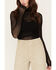 Free People Women's Under It All Ruched Mesh Bodysuit, Black, hi-res