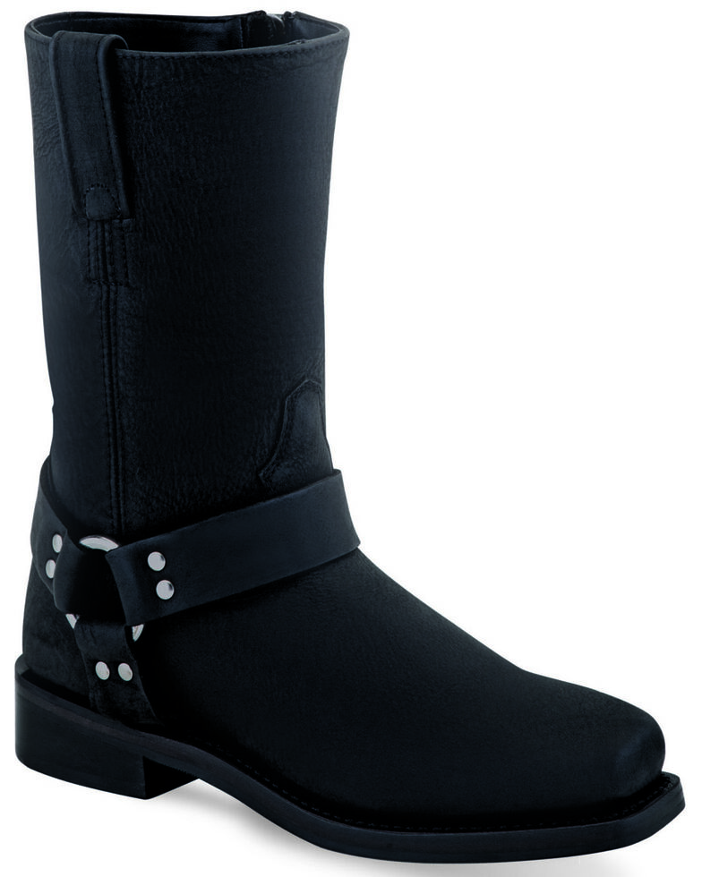 Old West Girls' Black Harness Western Boots - Narrow Square Toe, Black, hi-res