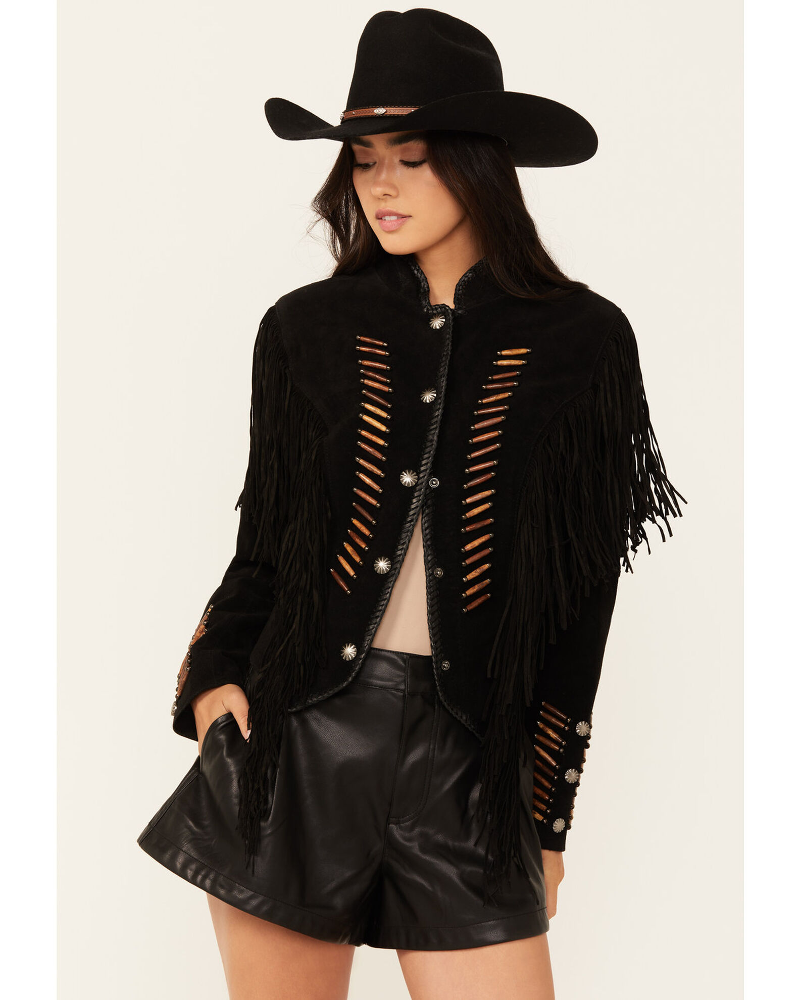 Scully leather fringe jacket womens online