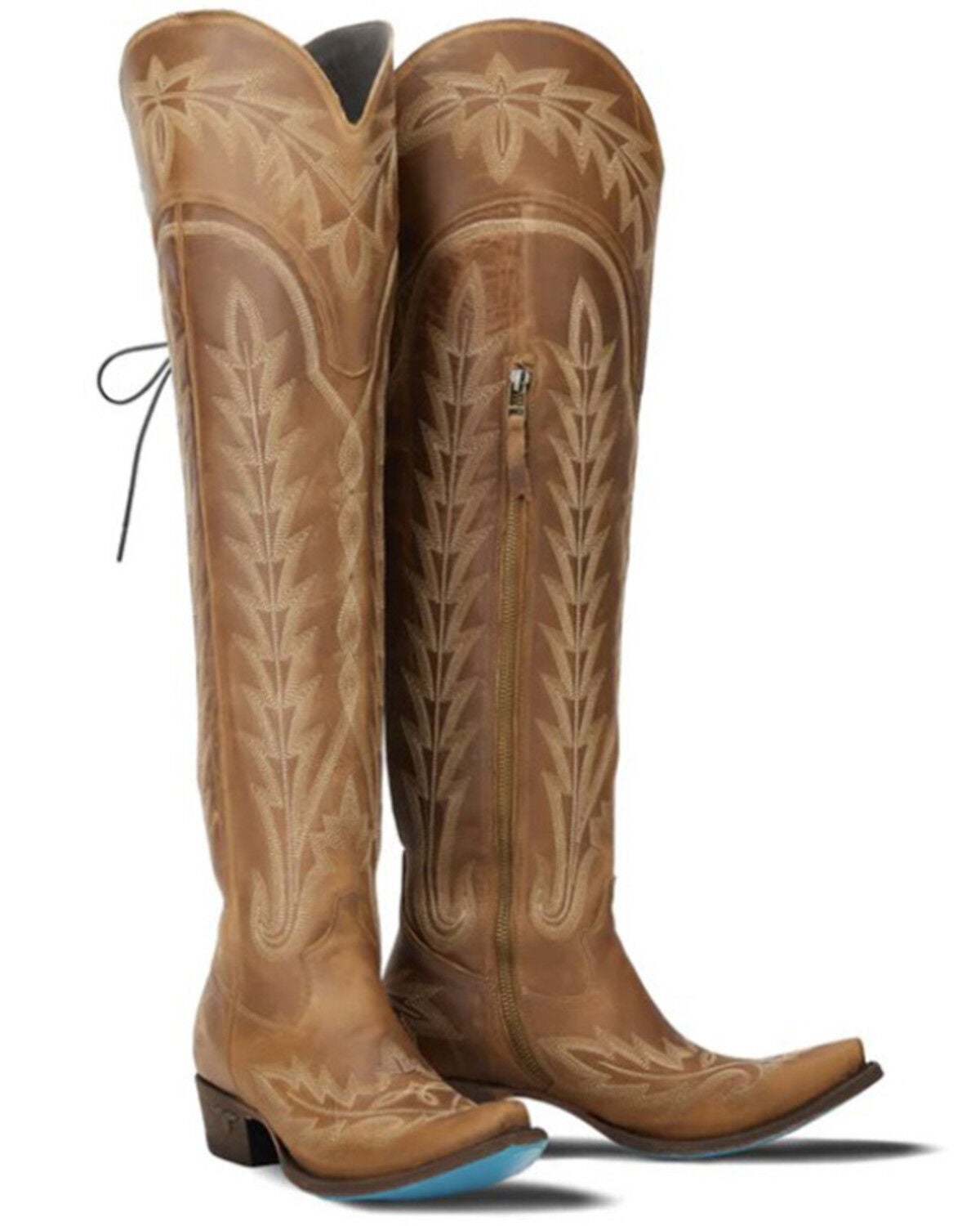 Lane Women's Lexington Over The Knee Corset Western Boots - Snip Toe, Brown, hi-res