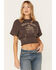Cleo + Wolf Women's Wild At Heart Smocked Graphic Tee, Chocolate, hi-res
