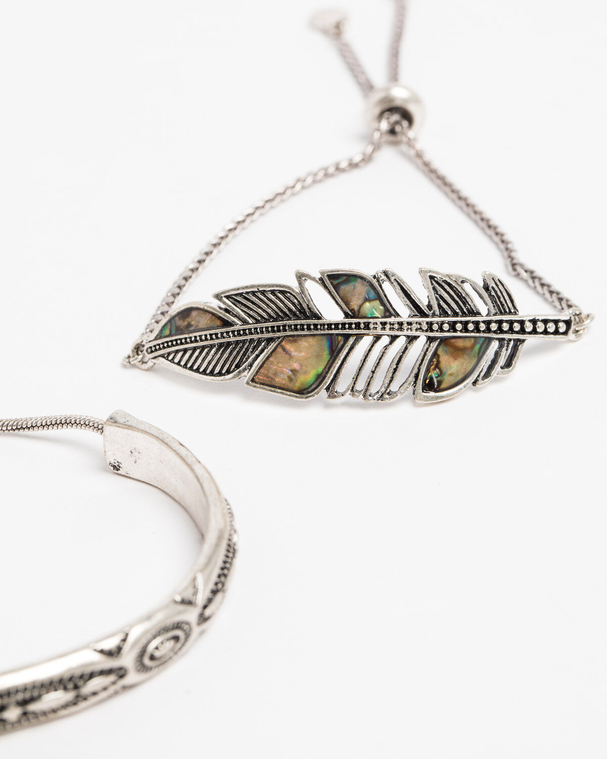 Image #3 - Shyanne Women's Bella Feather Abalone Bracelet Set, Silver, hi-res