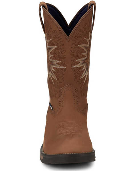 Tony Lama Men's Boom Saddle Cowhide Pull-On Soft Western Work Boots - Round Toe , Tan, hi-res