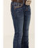 Image #2 - Shyanne Little Girls' Dark Wash Arrow Embroidered Stretch Bootcut Jeans, Blue, hi-res