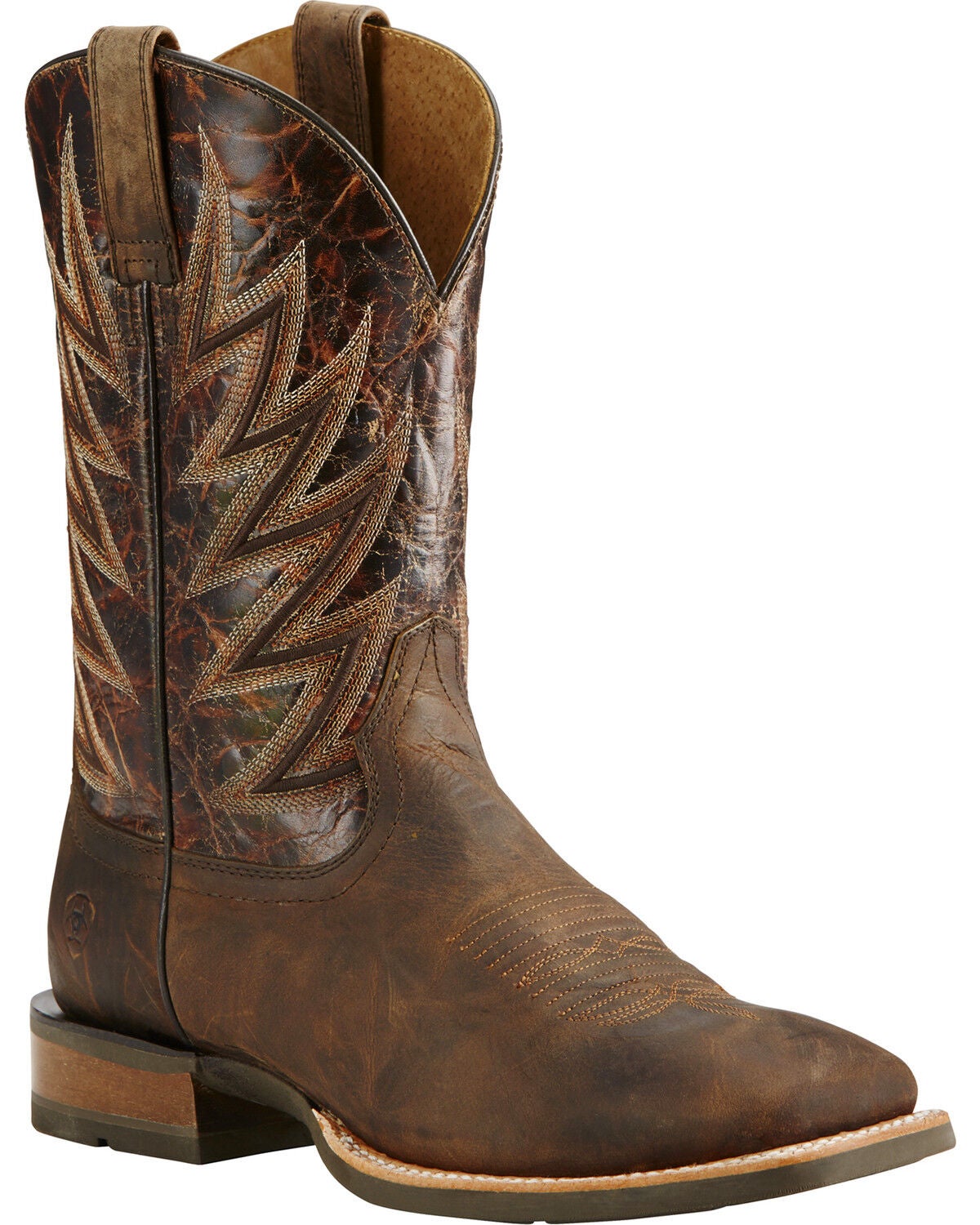Ariat Men's Challenger Branding Iron Western Performance Boots - Broad Square Toe, Brown, hi-res