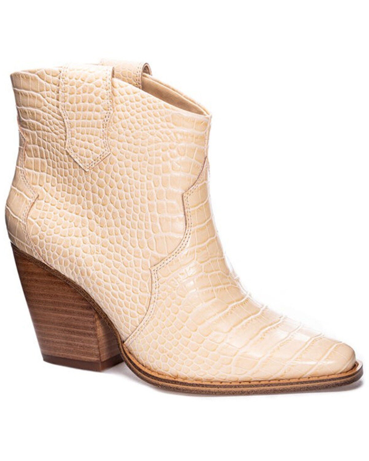Chinese Laundry Women's Bonnie Croc Print Fashion Booties - Snip Toe, Cream, hi-res