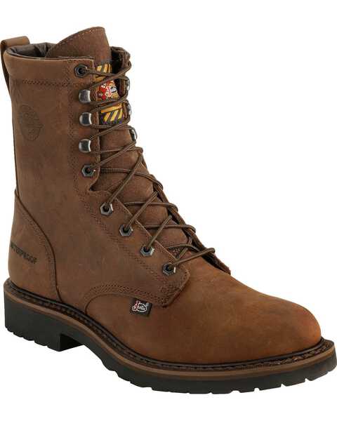 Image #1 - Justin Men's 8" Drywall EH Waterproof Work Boots - Steel Toe, , hi-res