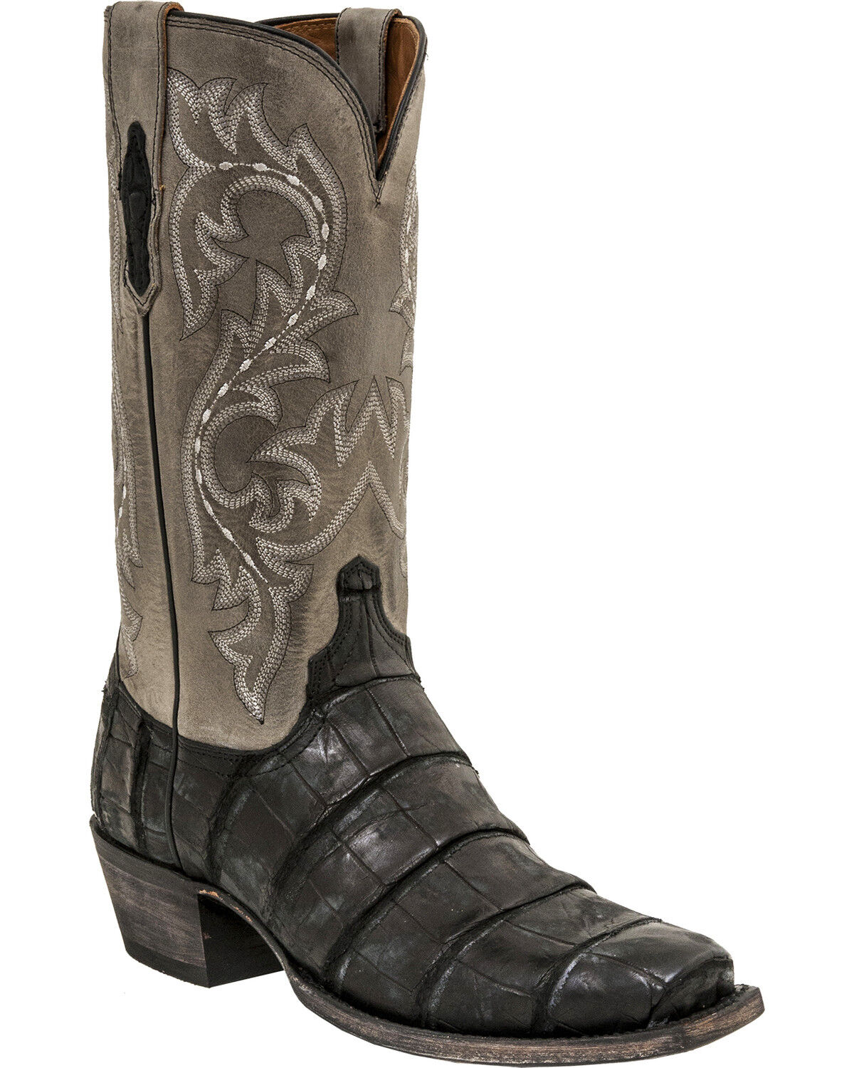 Image #1 - Lucchese Men's Handmade Burke Alligator Western Boots - Square Toe, Black, hi-res