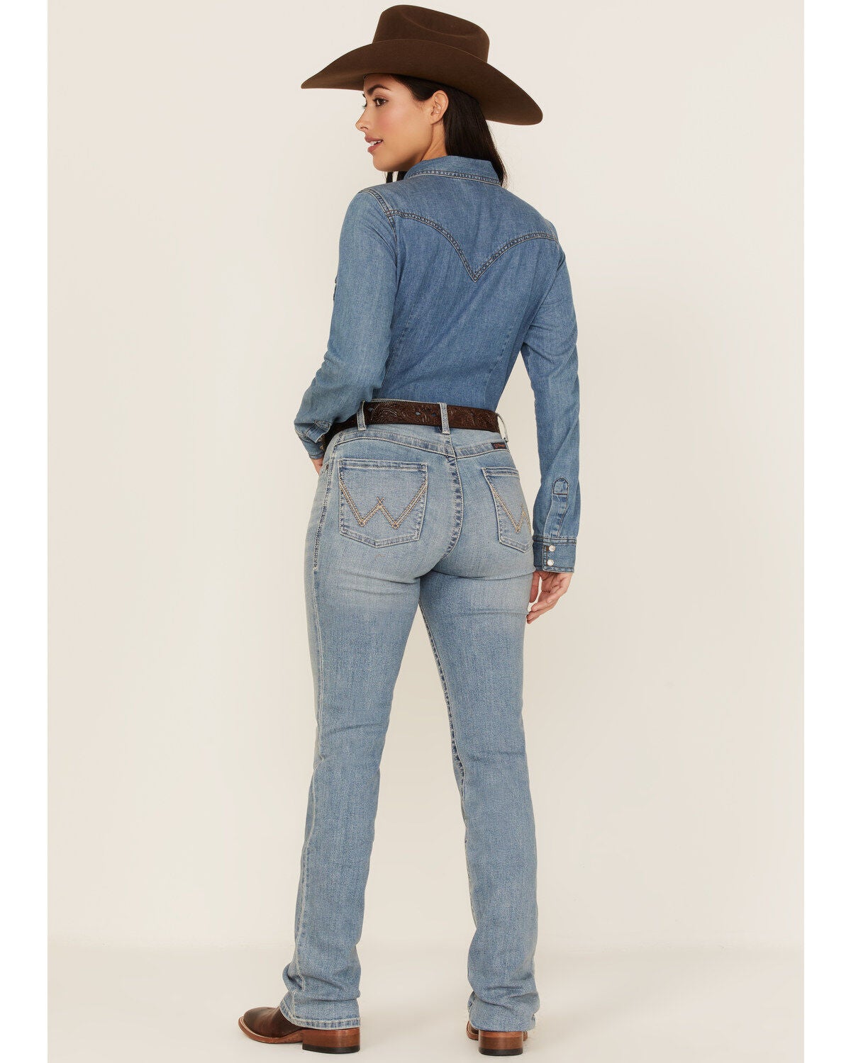 Image #3 - Wrangler Women's Light Wash Mid Willow Ultimate Riding Bootcut Jeans, Blue, hi-res