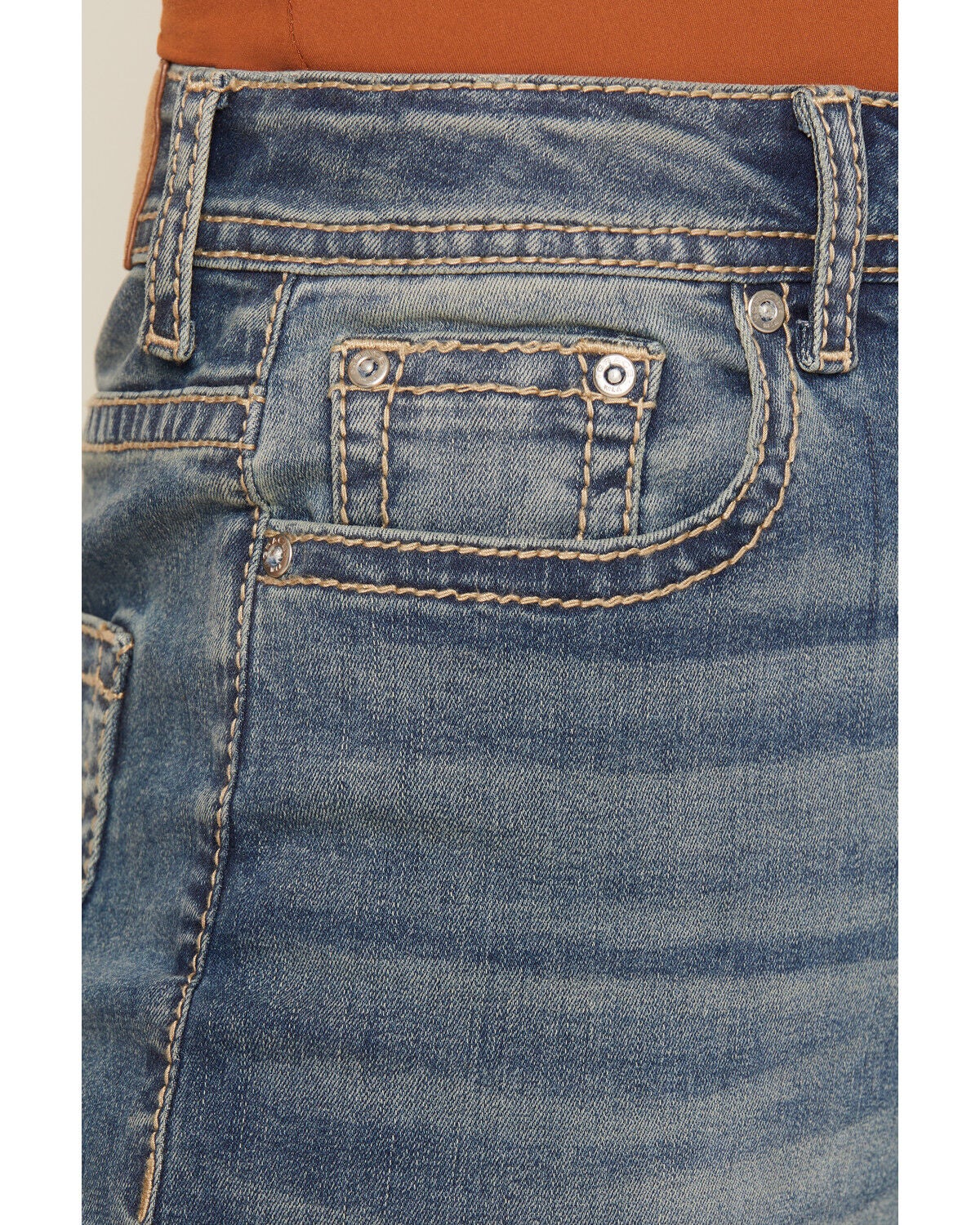Image #4 - Grace in LA Women's  Medium Wash High Rise Horse Pocket 32" Trouser Stretch Denim Jeans, Medium Wash, hi-res